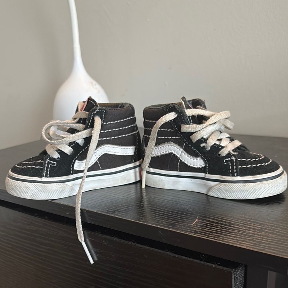 Vans Black and White High-Top Sneakers with Canvas Upper
